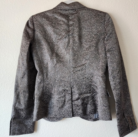 Etro Grey Rose Textured Lurex Jacquard Single-Breasted Jacket - Picture 3 of 6